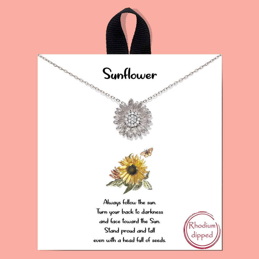 Cz Gold-Dipped Sunflower Charm Necklace
