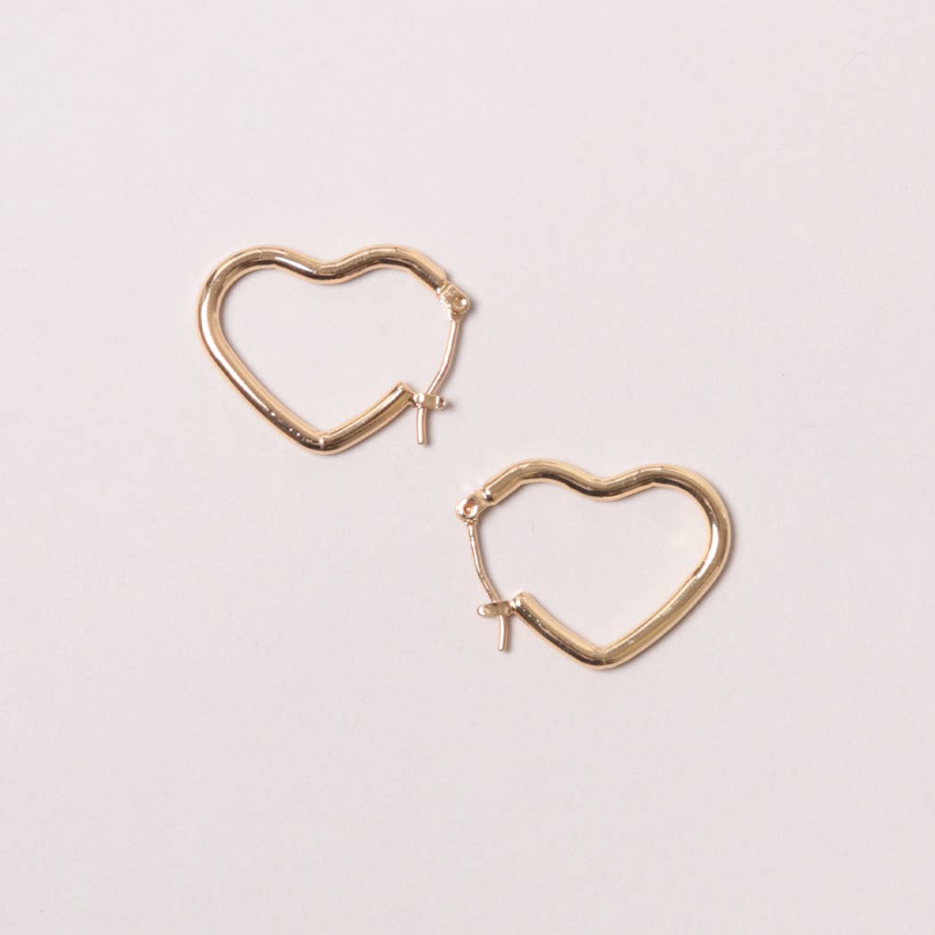 14K Gold-Dipped Heart Shape Hoops