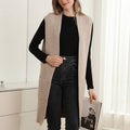 Solid Color Open Long Cozy Vest with Pockets