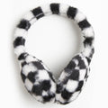 Faux Fur White Checkered Pattern Earmuffs