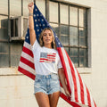 Faux Embroidered Vintage American Flag Graphic Tee