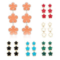 Three Flowers Dangle Drop Post Earrings