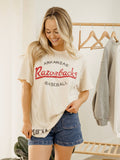 Arkansas Razorbacks Baseball Stencil Off White Thrifted Tee