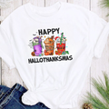 Happy Hallothanksmas Holiday Christmas Graphic Tee