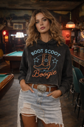Boot Scoot Boogie Acid Wash Cropped Hooded Sweatshirt