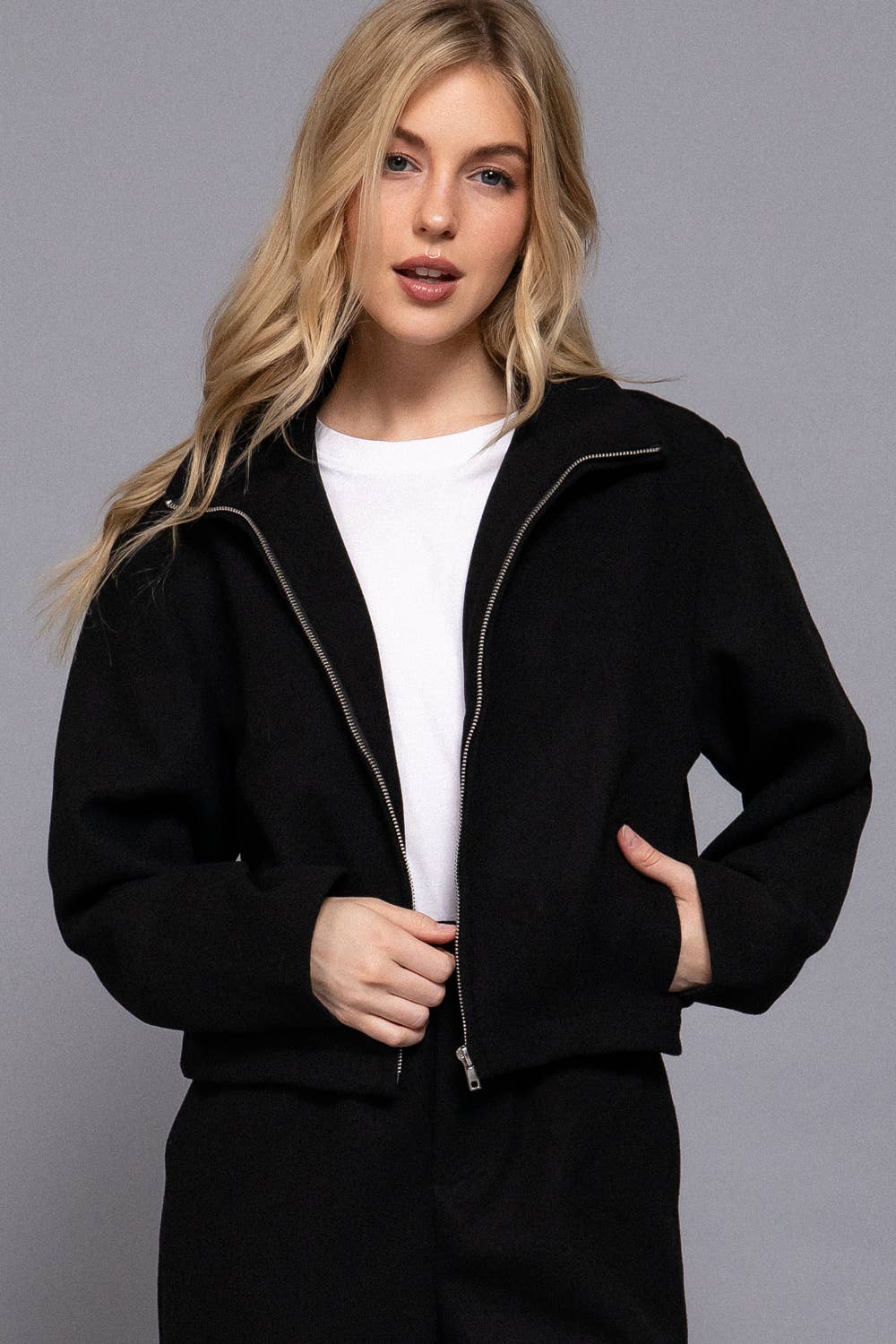1006 High Collar Soft Felt Jacket SI-28567