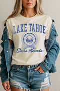 Women Lake Tahoe Graphic Print Short Sleeve Top