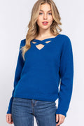 ..0819 Long Slv X Strap V Neck Sweater SI-24913