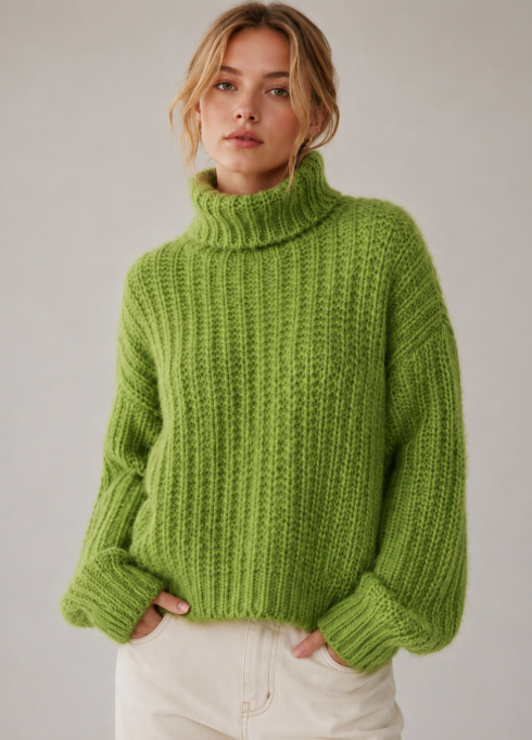 3319IK Cozy Ribbed Turtleneck Sweater Unisex