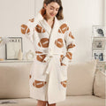 Football Pattern Soft Robe with Front Pockets