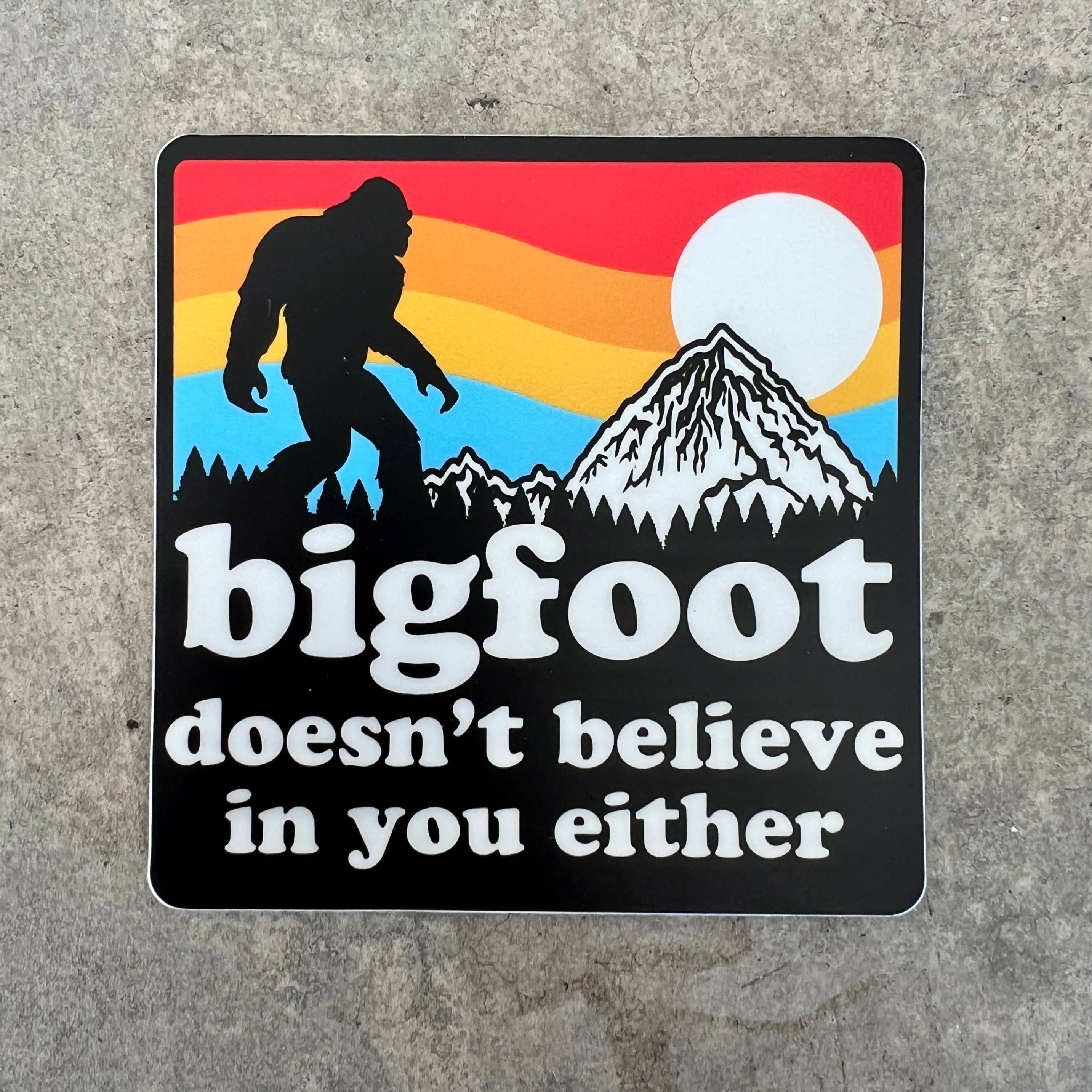 Bigfoot Sunset Sticker For Sasquatch Lovers