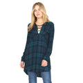 0902 Green Plaid Lace-Up Tunic SI-3325