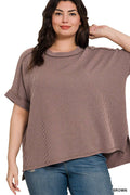 ...0711 Plus Corded Rib Cuff Sleeve Raw Edge Top SI-27250