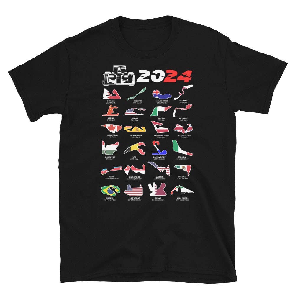 Formula 1 2024 Season T-Shirt with Circuit Designs