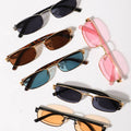 Slim Retro Rectangle Metal Frame Sunglasses