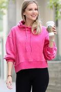 `.Snow Wash Fleece Crop Hoodie