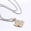 Gold Disc Clover Pave Chain Necklace