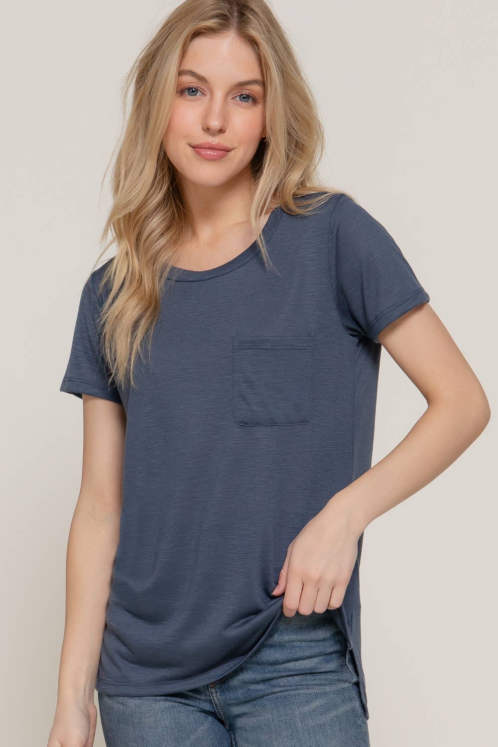 ..SI-27382 Shor Slv W/Pocket Slub Knit Tee