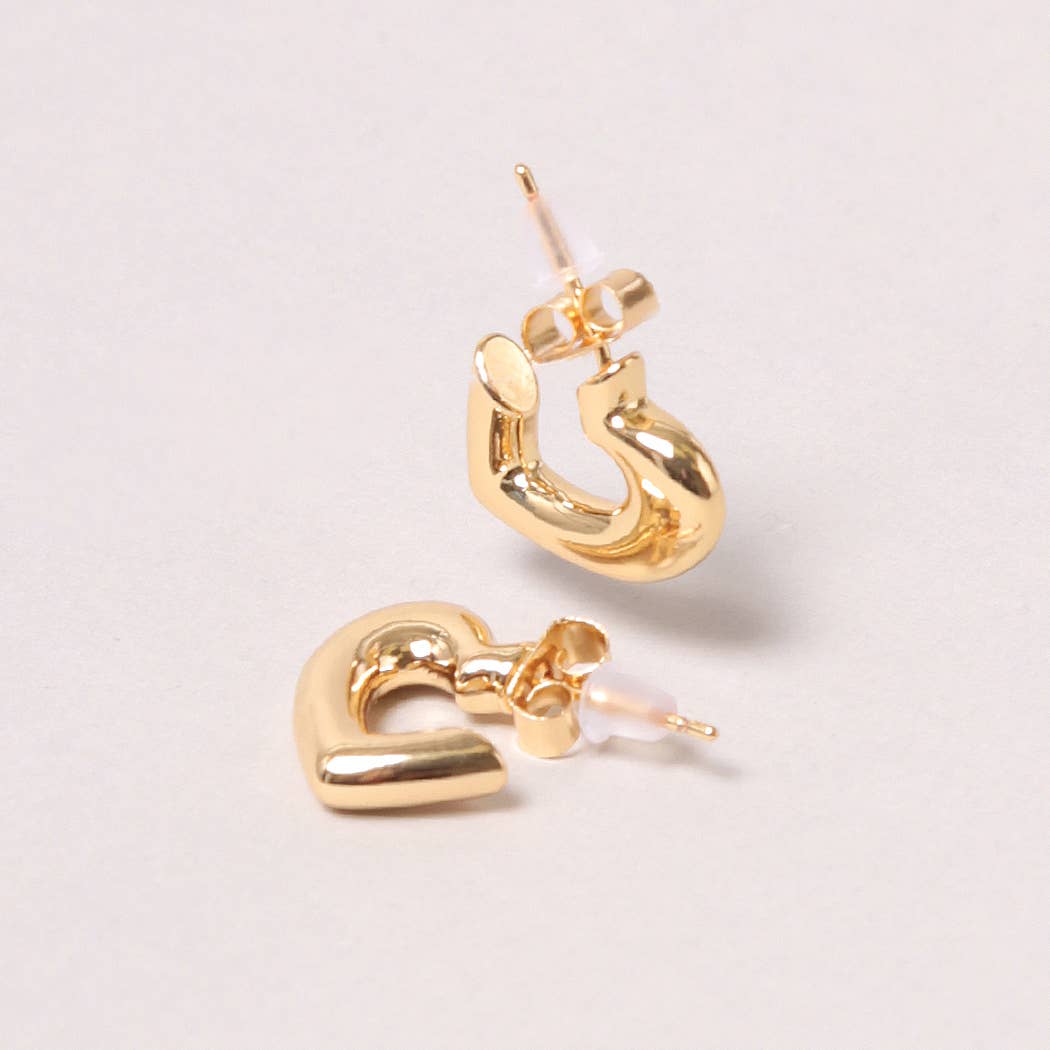 14K Gold-Dipped Heart Post Earring