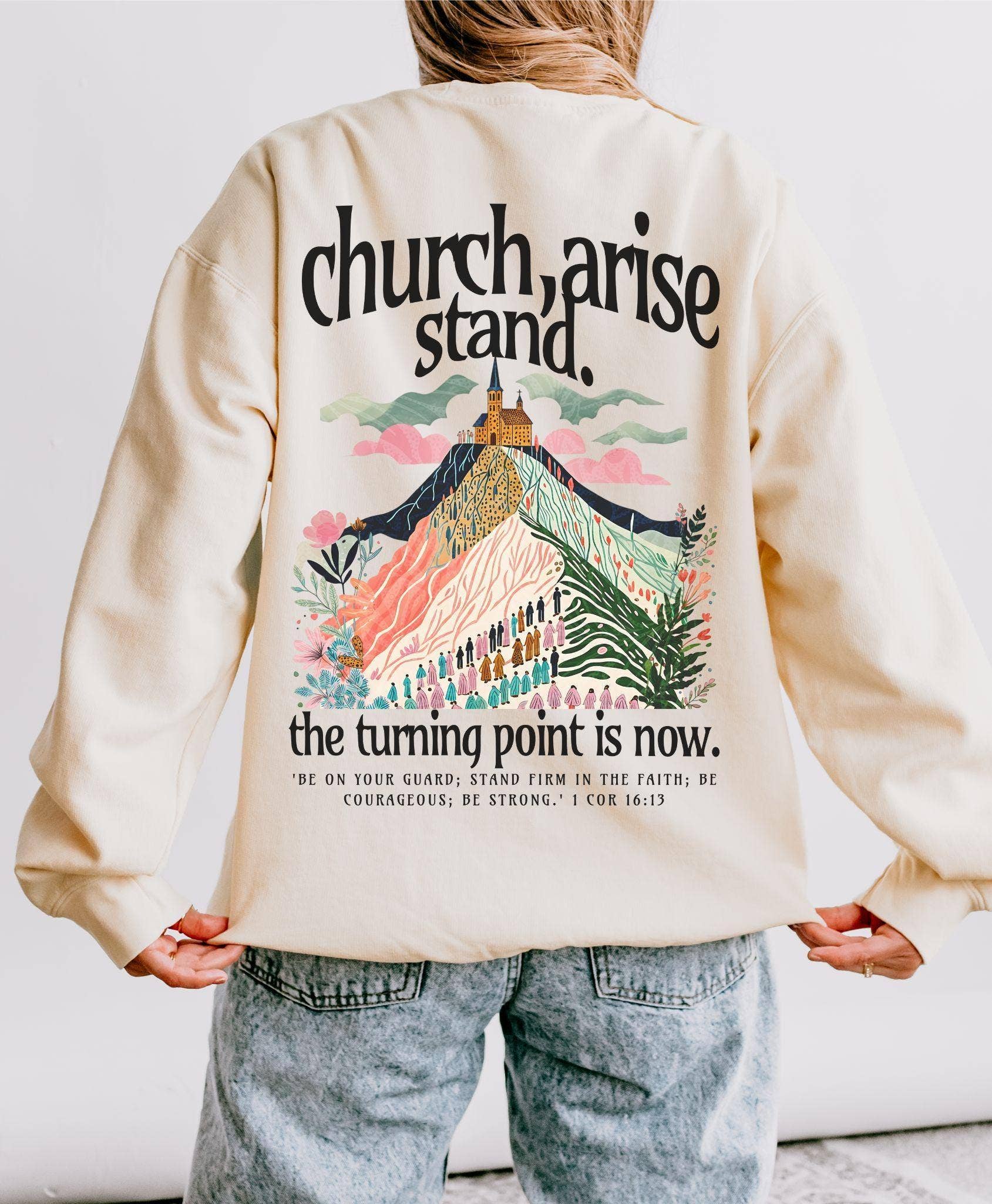 Church Arise Patriotic Christian Crewneck