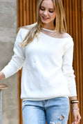 0820 Asymmetric Mesh Detail Premium Quality Sweater SI-21430