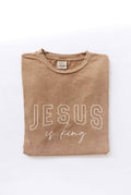 Jesus Is King Mineral Washed Graphic Top