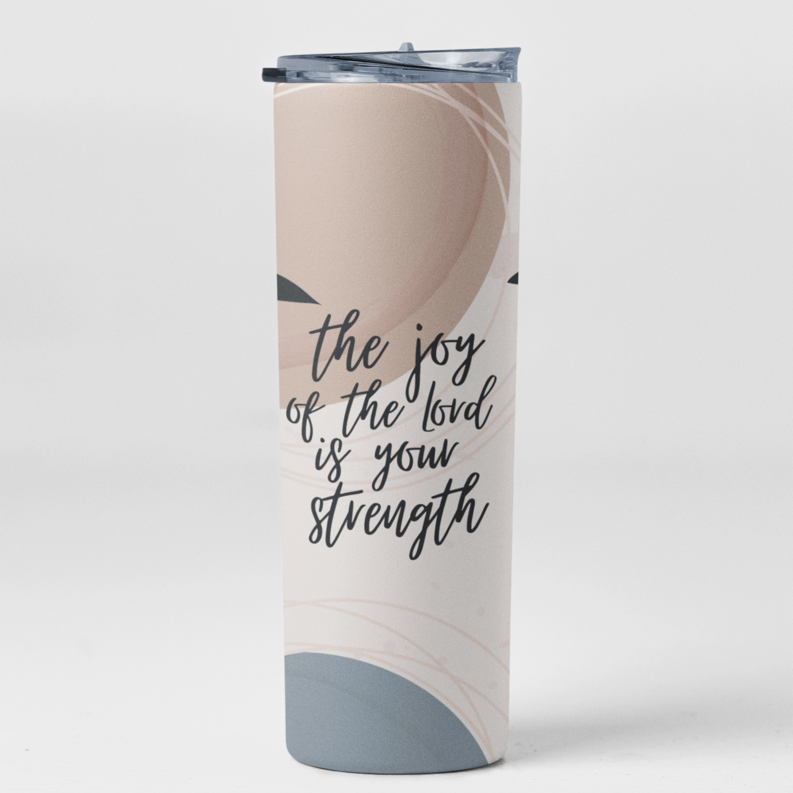 The Joy of the Lord Bible Verse Stainless Steel Double-Wall Vacuum Sealed Insulated 20oz. Travel Tumbler with Straw For Hot or Cold Beverages