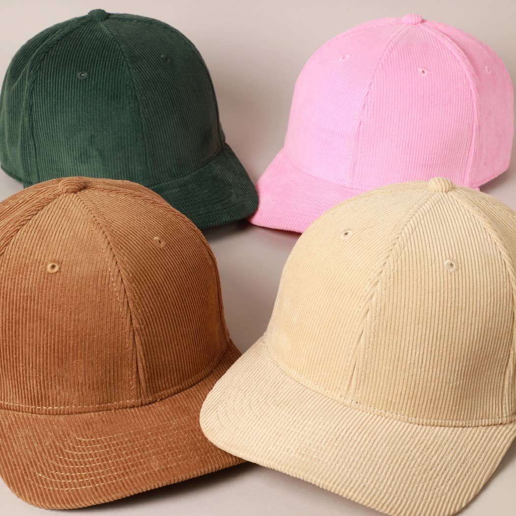 Plain Cotton Corduroy Adjustable Structured Baseball Cap