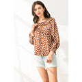 Ruffle Neck Rust Polka Dot Top with Long Sleeves