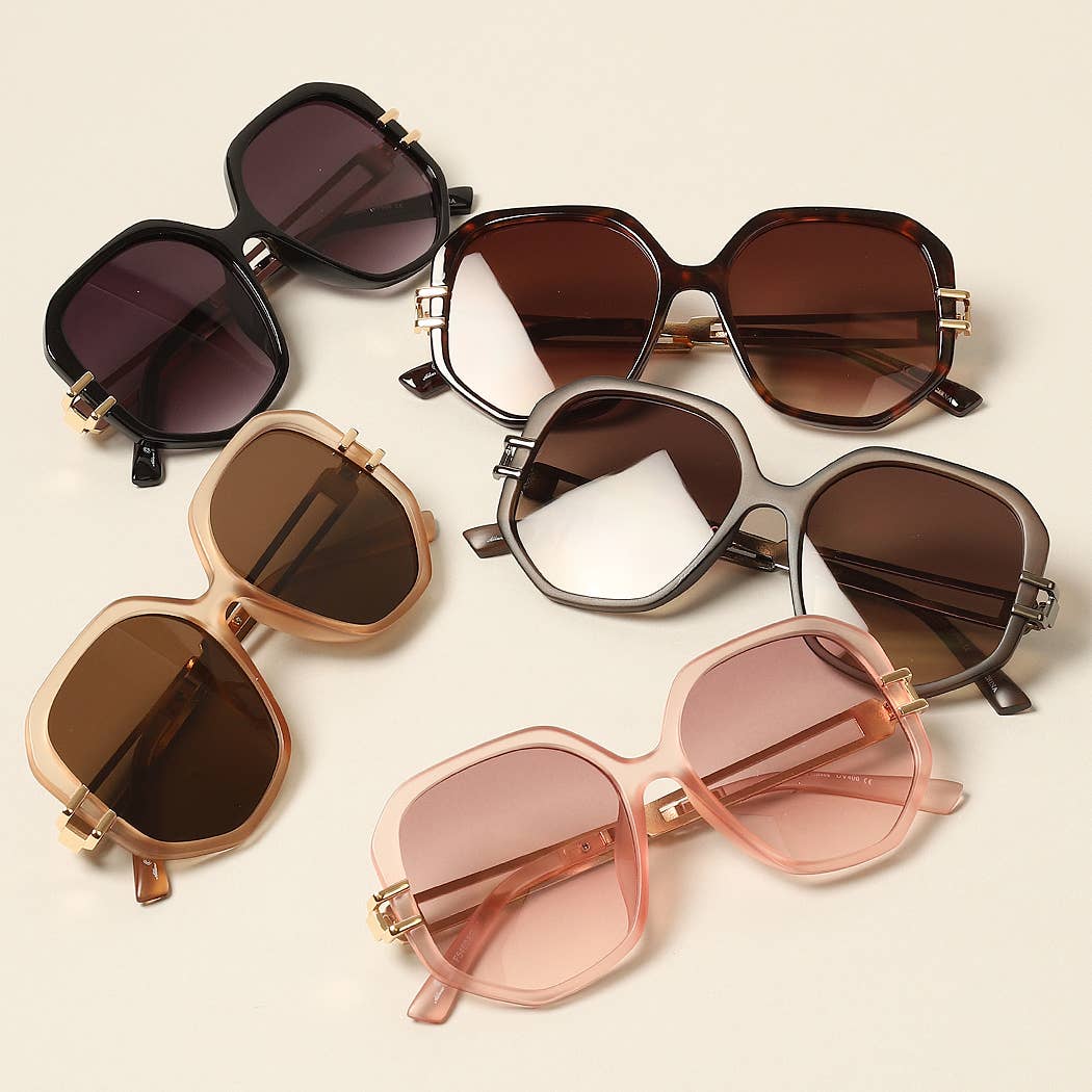 Women's Unique Temples Geometric Sunglasses