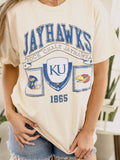 Ku Kansas Jayhawks Prep Patch Off White Thrifted Tee