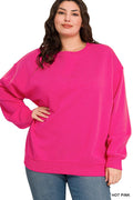 ',..Plus Fleece Crewneck Pullover Sweatshirts