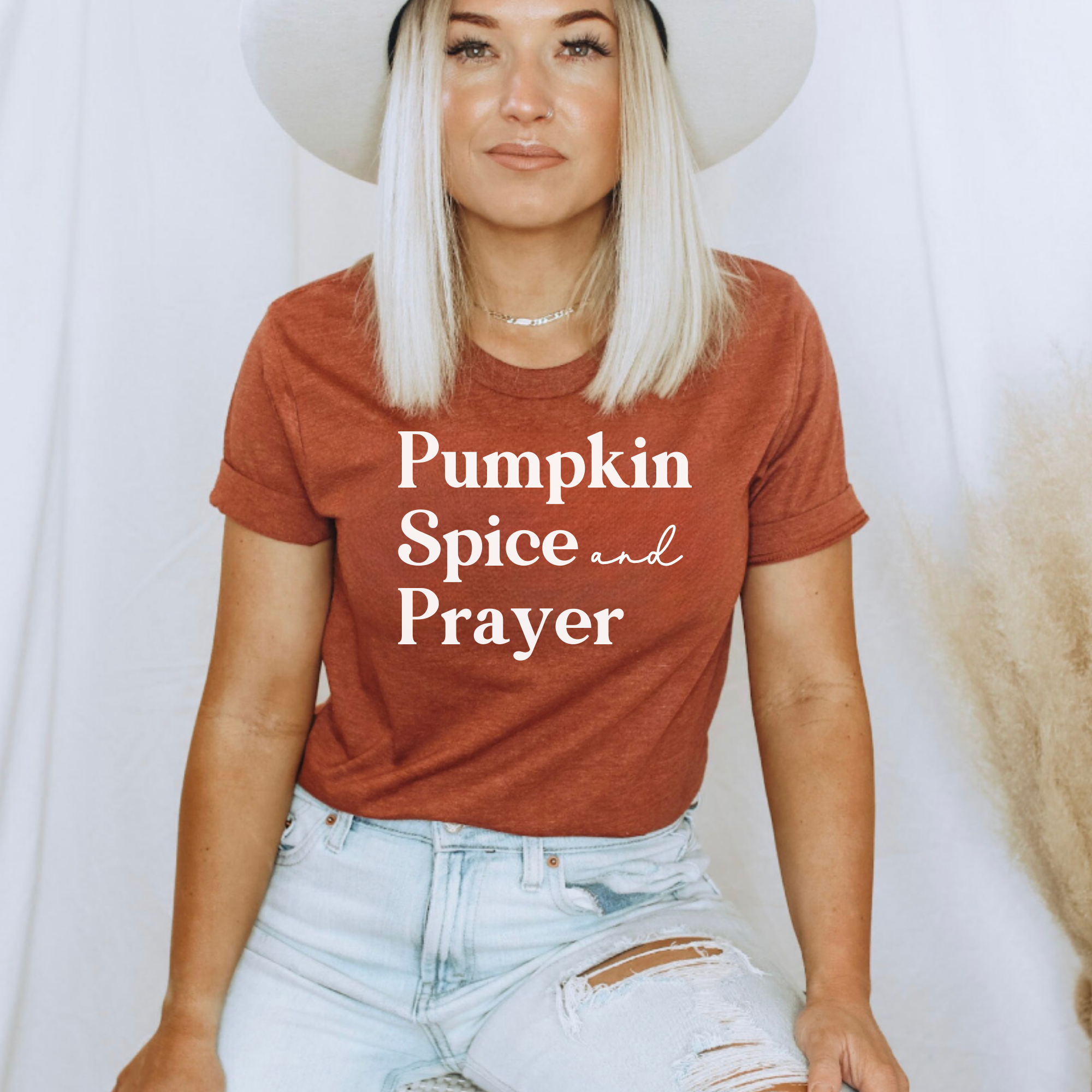 Pumpkin Spice & Prayer Fall Christian Graphic T-Shirt