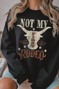 Not My First Rodeo Cow Skull Graphic Brushed Sweatshirts!!