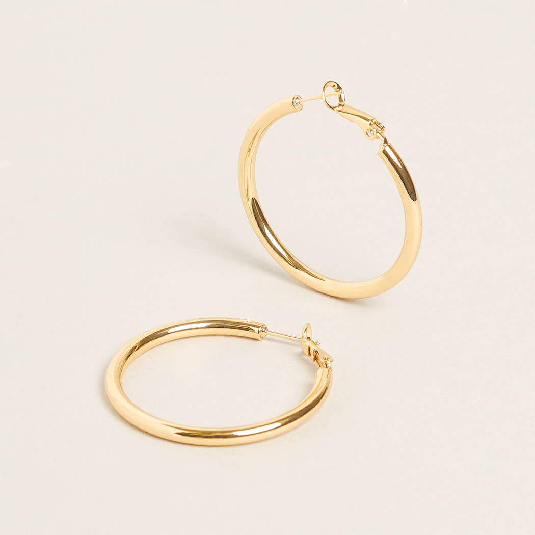 S-14K Gold Dipped Omega Closure Hoop Earrings