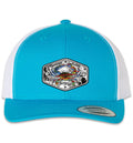 American Blue Crab 6 Panel Trucker Snap Back Turquoise White Hat Unisex