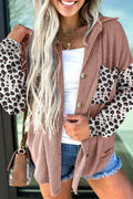Leopard Patched Twisted Ribbed Western Casual Shacket