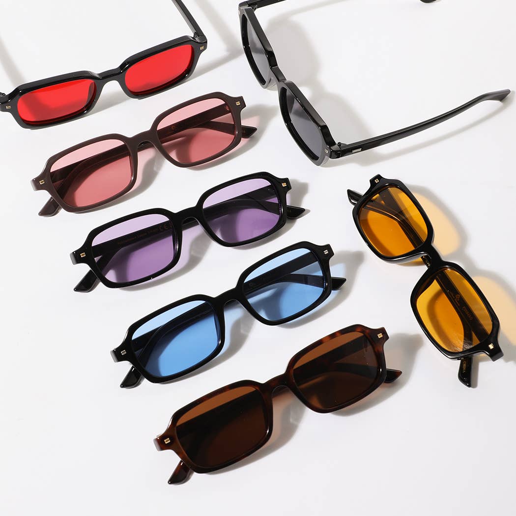Modern Narrow Rectangle Color Lens Sunglasses