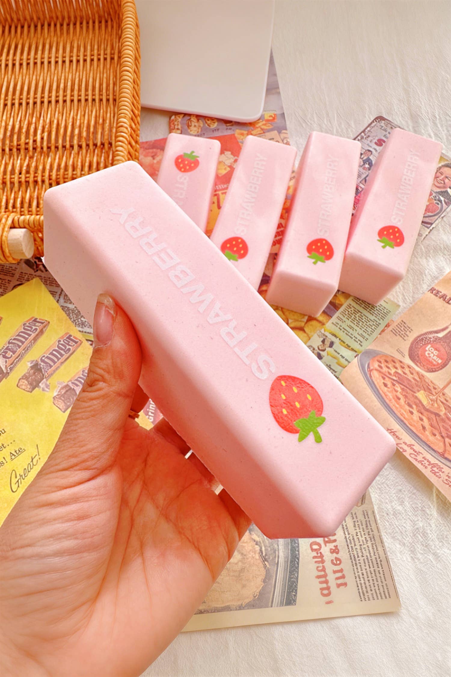 Strawberry Patterned Rectangular Stress Toy Gifts