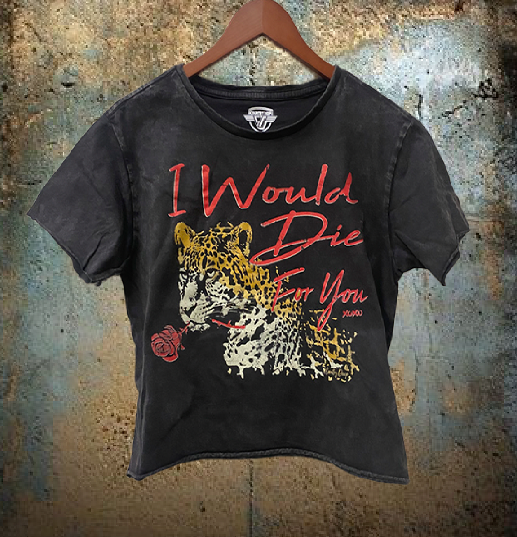 I Would Die For You  Cropped Acid Washt Shirt