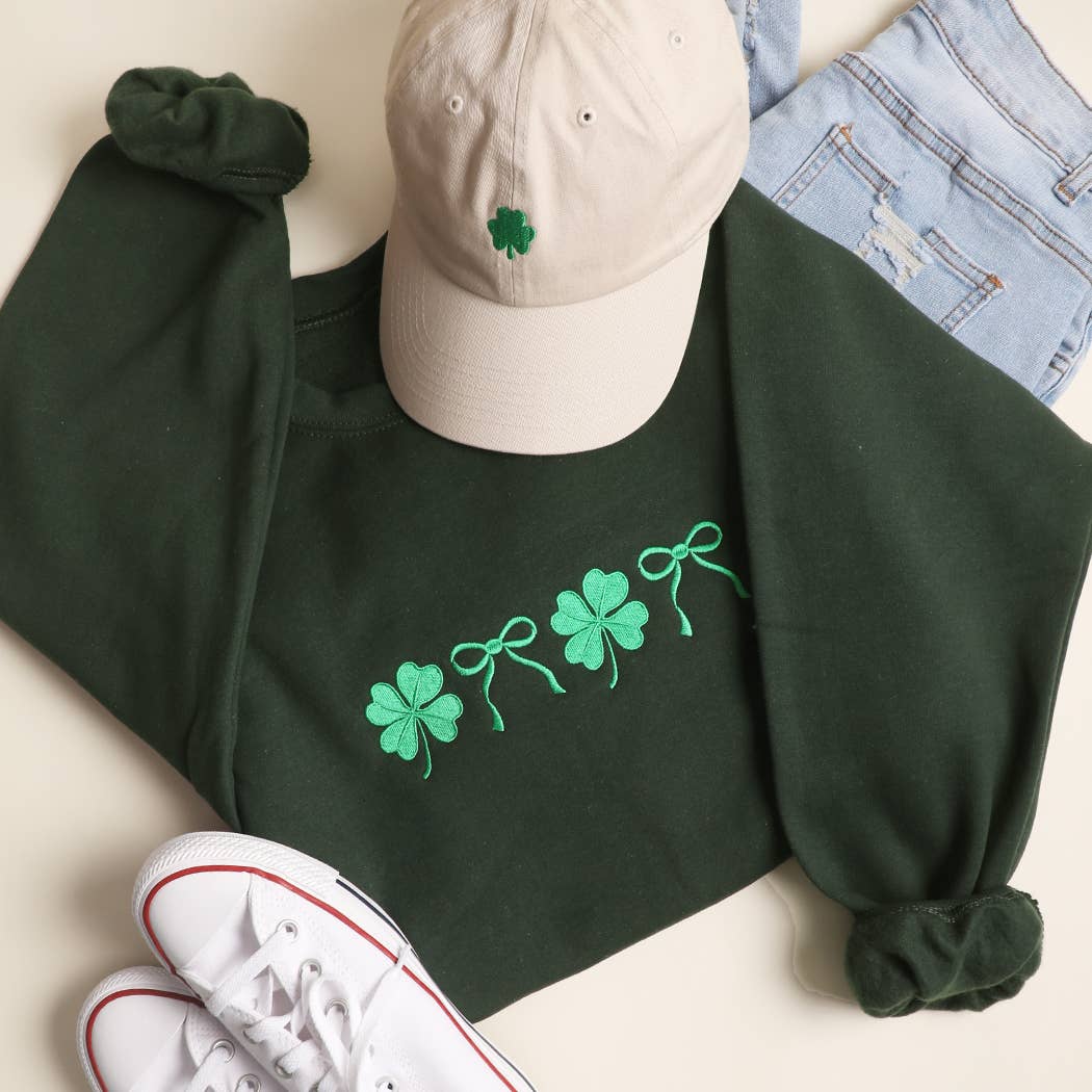 Bow & Shamrock Embroidered Heavyweight Sweatshirt