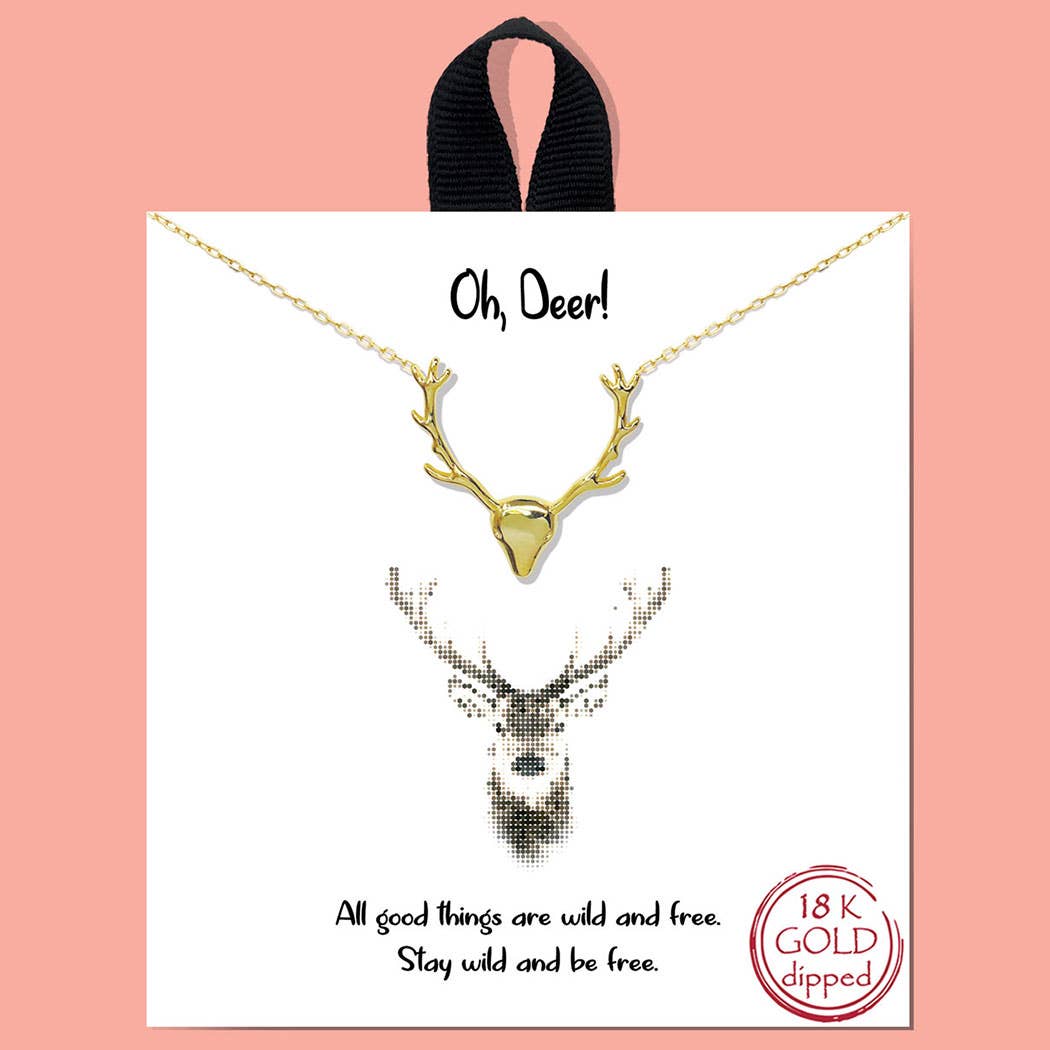 Gold-Dipped Deer Pendant Necklace