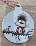 Whimsical Christmas Hedgehog -  Wood Ornament