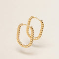 S-14K Gold Dipped U Shaped Twist Hoop Earrings