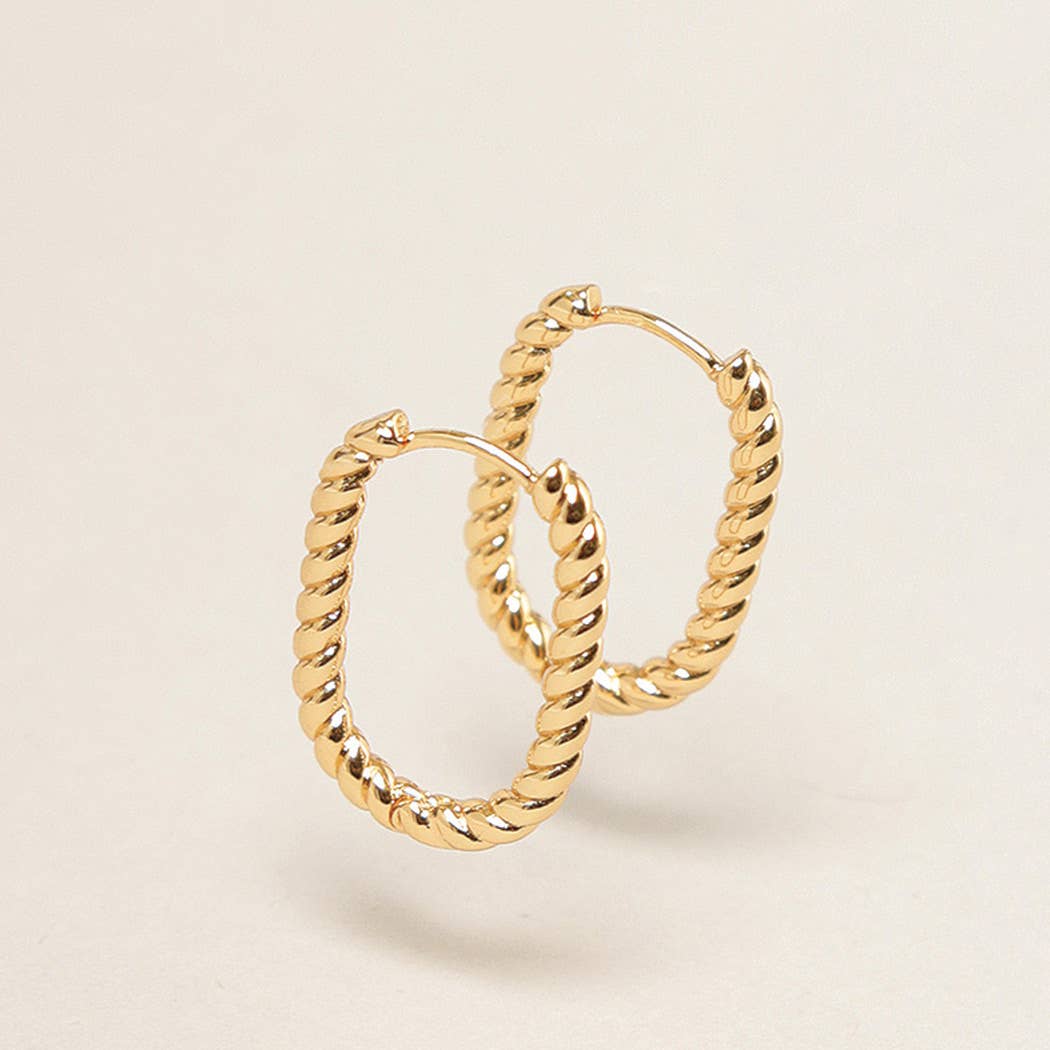 S-14K Gold Dipped U Shaped Twist Hoop Earrings