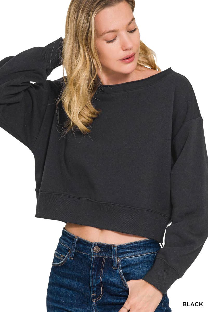 ...SI-27027 Fleece Boat Neck Pullover Sweater