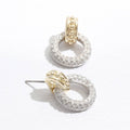 Two Tone Round Pave Cz Post Earrings