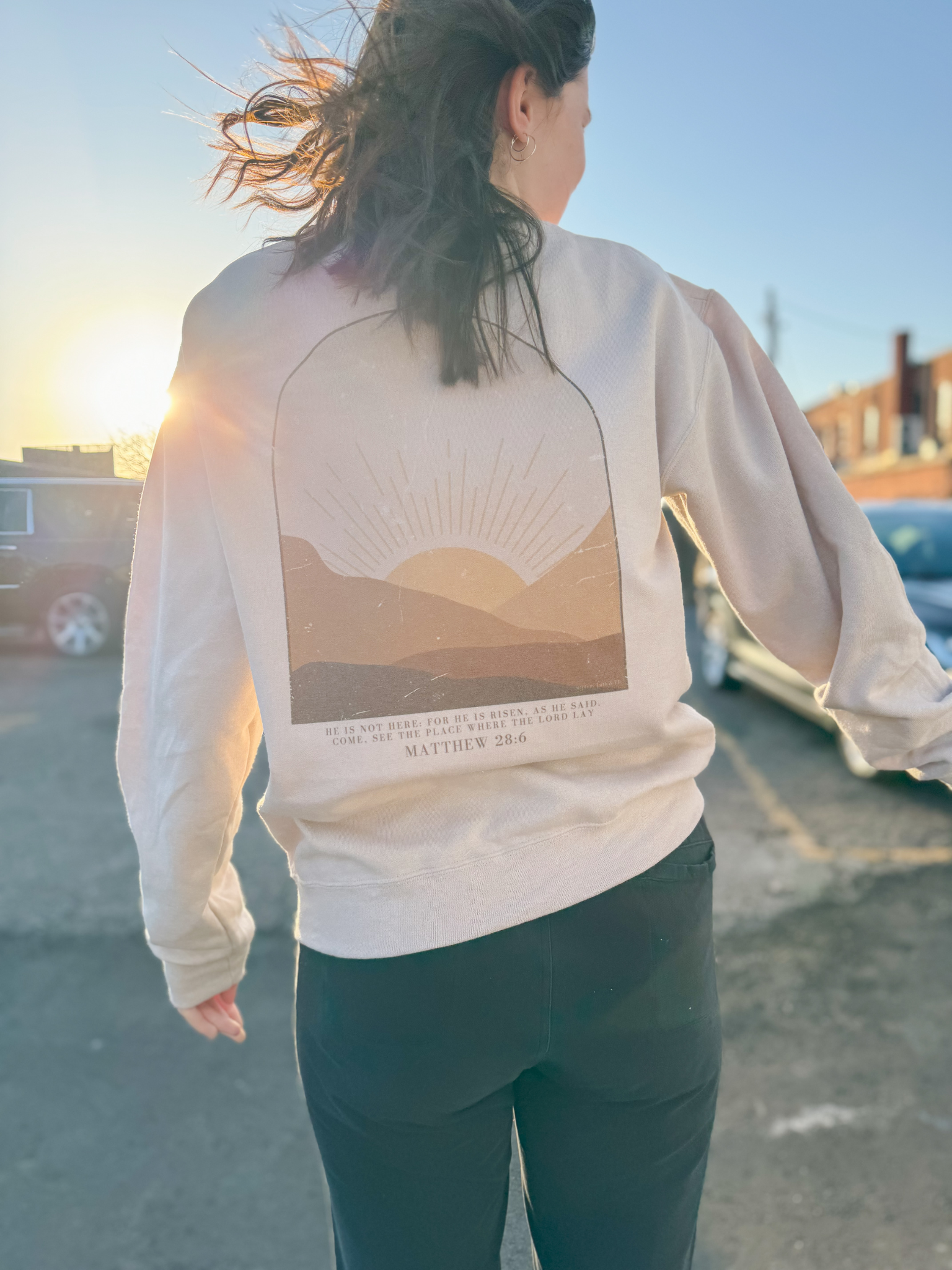 He Is Risen Sunrise Easter Crewneck Sweatshirt