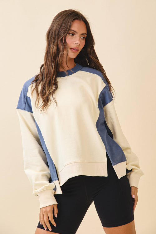 *Small Only* 9106FK Colorblock Terry Pullover Sweatshirt