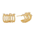 14k Dipped Linked Hoops Cz Post Earrings